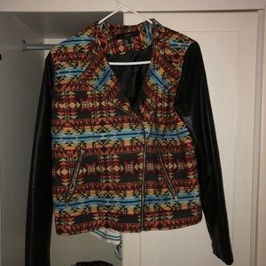 Leather jacket black & patterned